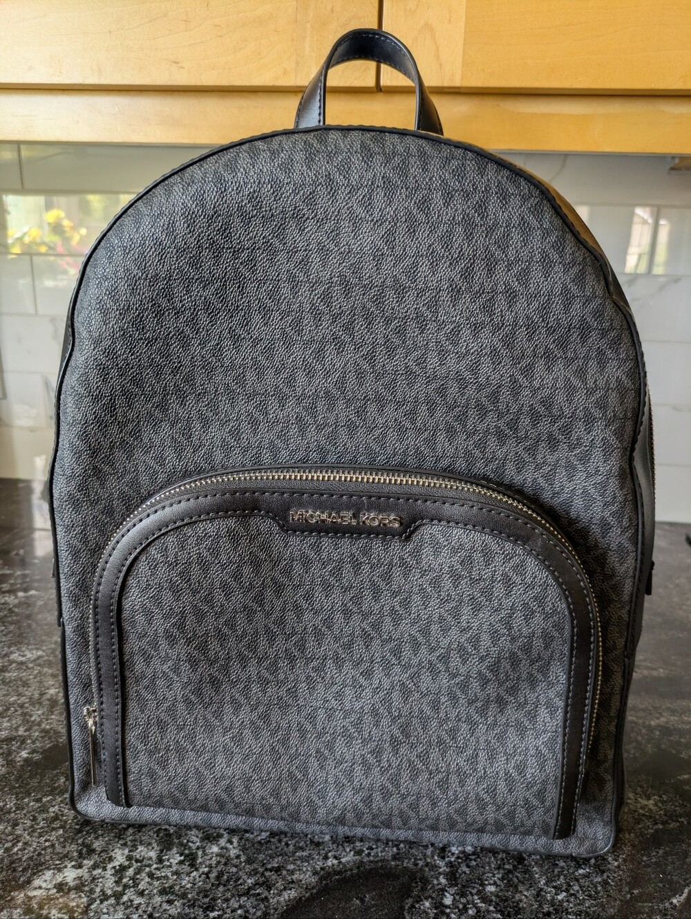 Unisex Michael Kors Gray MK Logo Backpack with Front Pocket